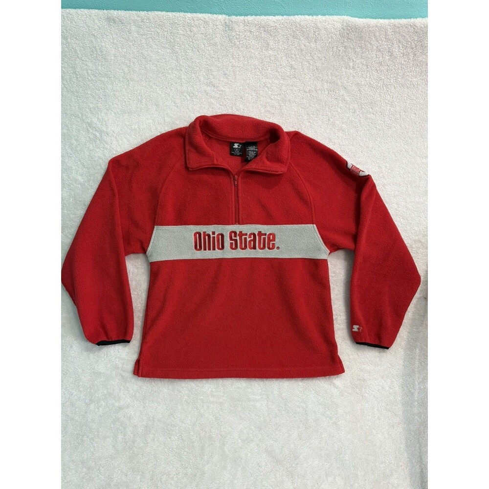 Vtg Retro Ohio State Buckeyes Team Starter 1/4 Zip Fleece Embroidered Pullover M